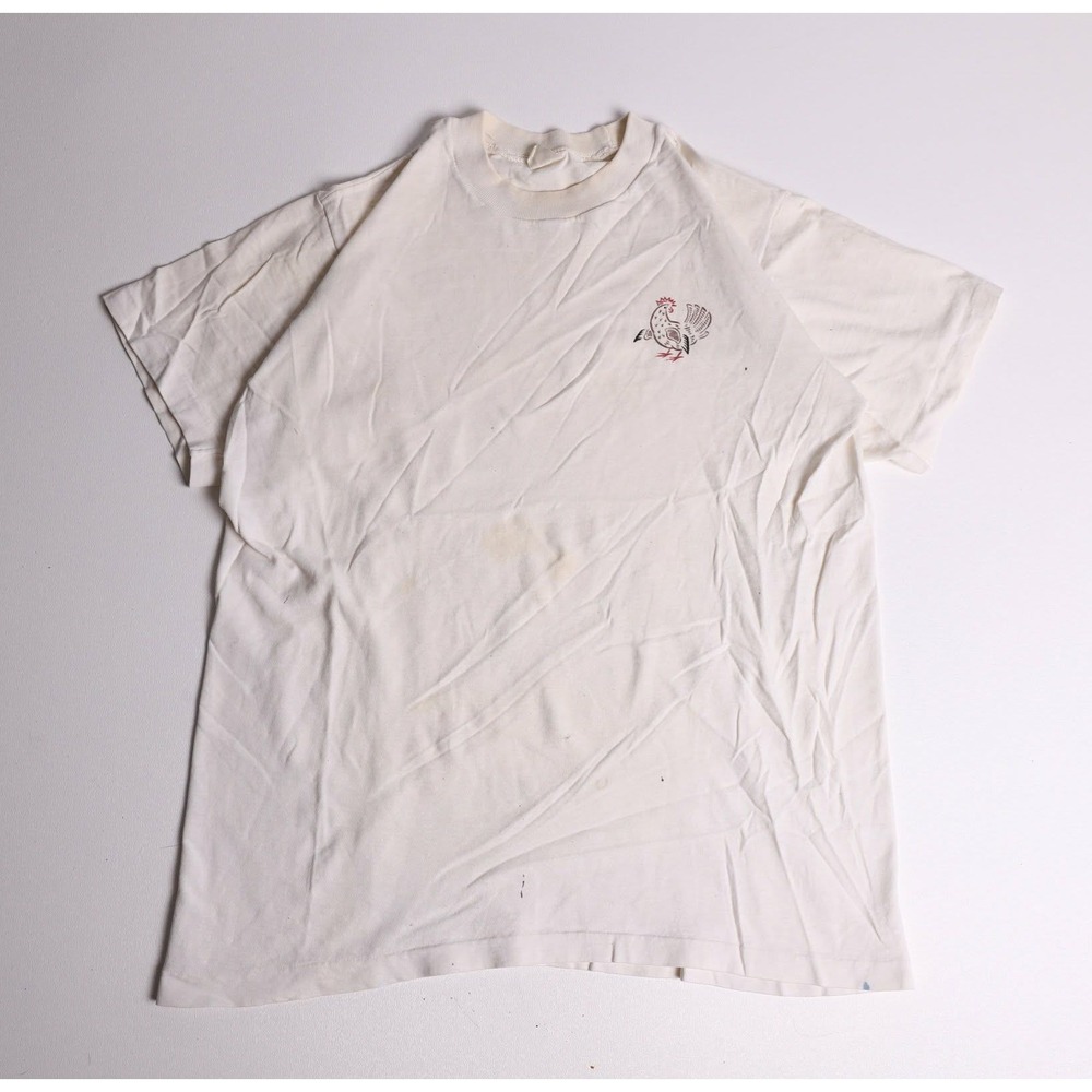 Vintage 50s Towncraft Penneys Rooster Graphic T-Shirt White Single Stitch Medium